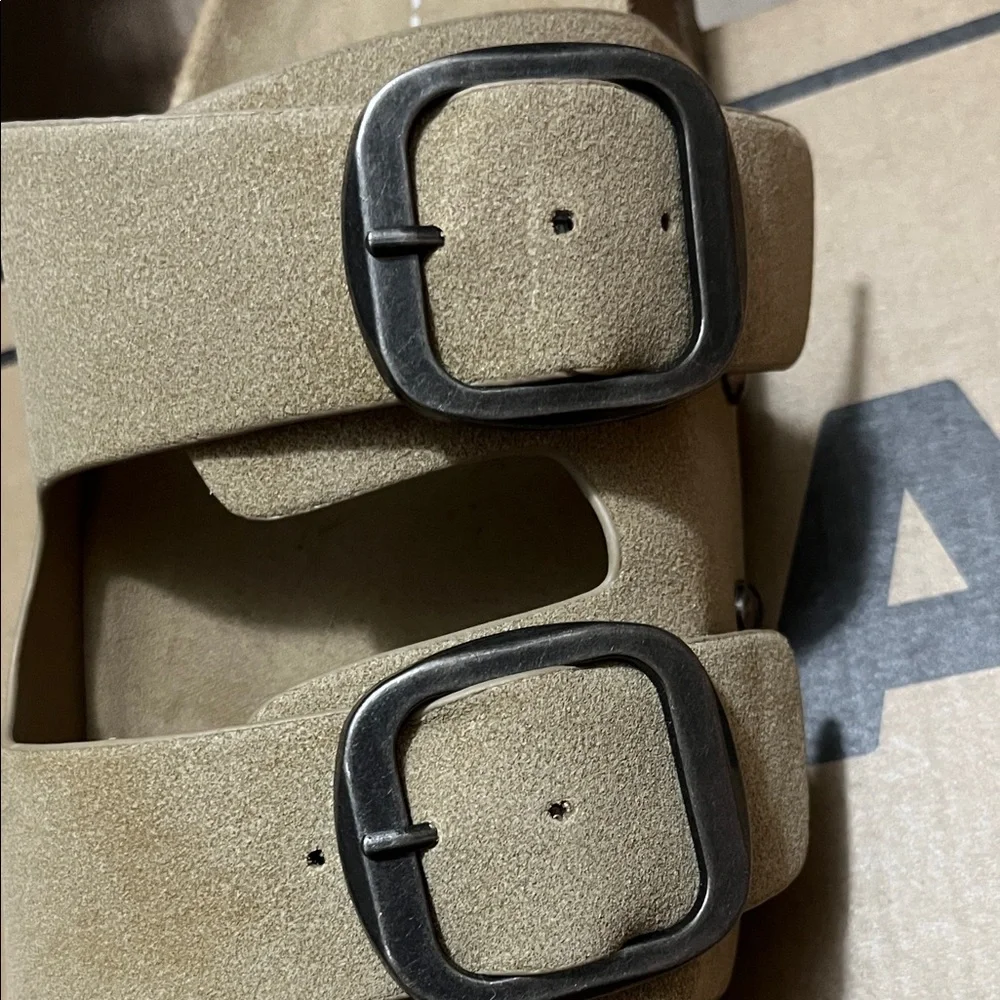 MIA Tan Sandals with Black Buckles - Picture 8 of 10